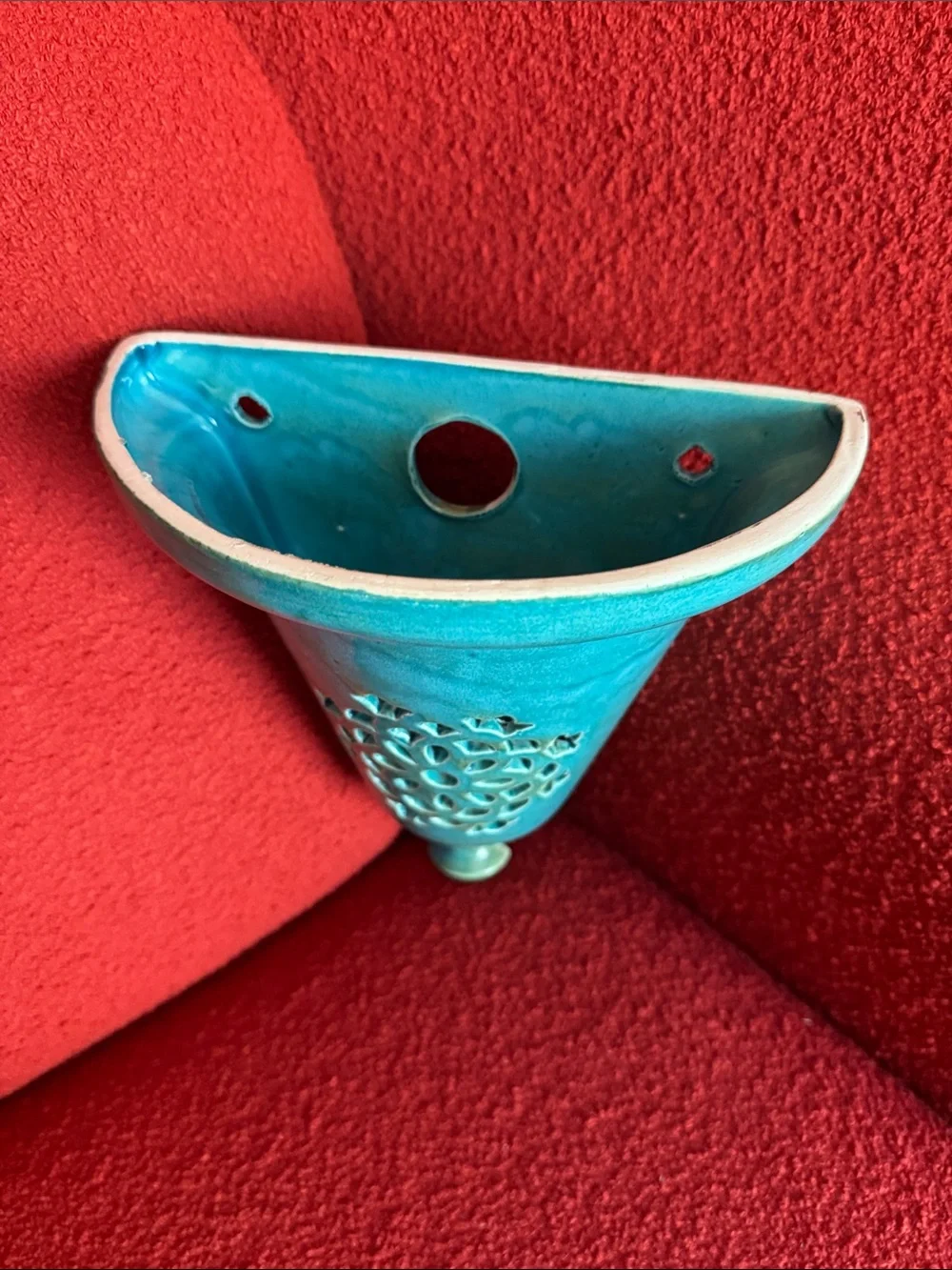 Turquoise Decorative Wall Sconce Planter - Elegant Ceramic Accent